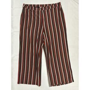 Anthropologie Pleione Wide Leg Stripe Cropped Pant Sparkle Elastic Waist 2X